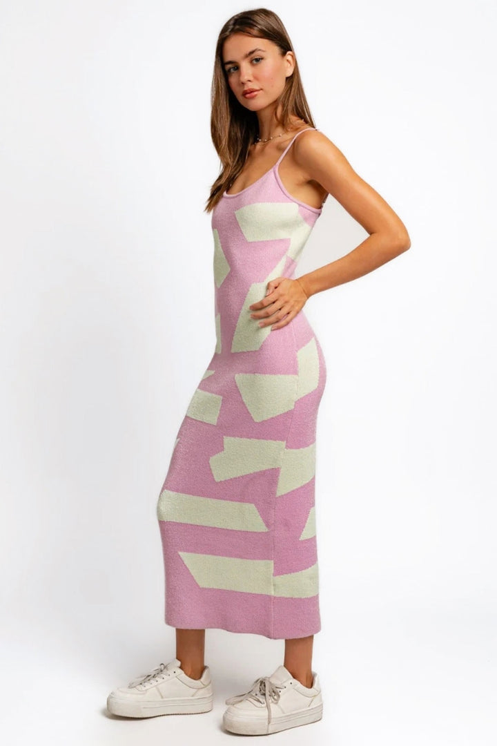 LE LIS  Abstract Contrast Maxi Sweater Cami Dress